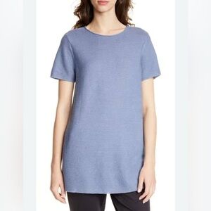 EILEEN FISHER Organic Linen & Cotton Blue Women's Tunic Top
